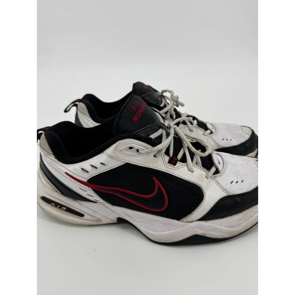Nike Air Monarch IV 415445-101 Mens Sneakers 12 White Black Swoosh Workout Shoes